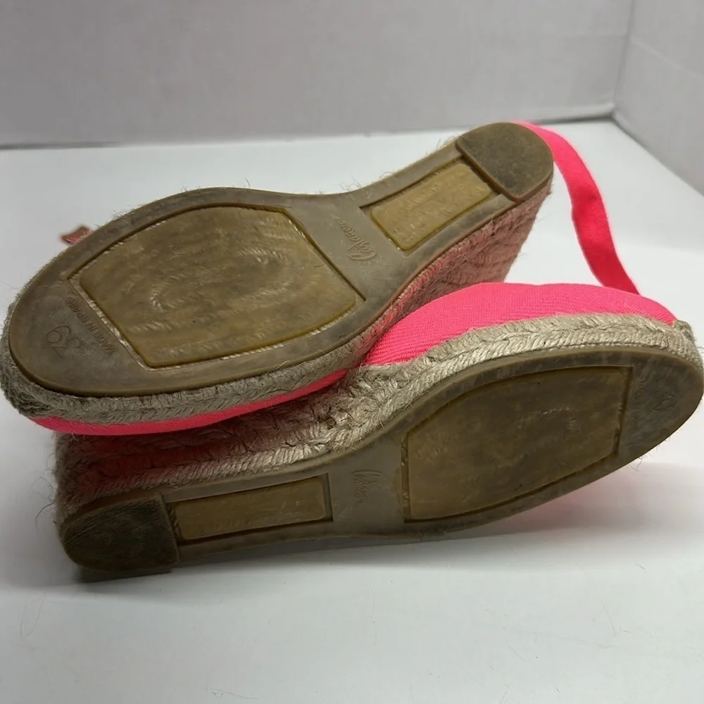 Castaner Espadrilles Wedges Sandals Wrap Around Shoe Lace Up Neon Pink Size US 9